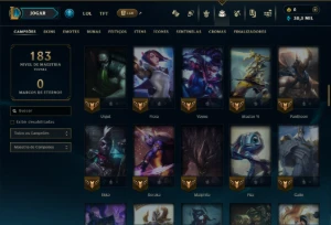 Ferro 1 com 90 Champs e 17 Skins ( Mais de 80 Jogos ) - League of Legends LOL