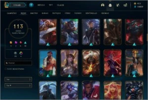 CONTA OURO 2 COM BORDA DE PLATINA, 113 SKINS COM RIVEN 2016 - League of Legends LOL