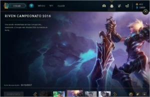 CONTA OURO 2 COM BORDA DE PLATINA, 113 SKINS COM RIVEN 2016 - League of Legends LOL