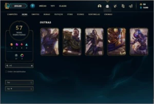 Conta unranked com 72 champs e 57 skins ( 5 vitoriosas ) - League of Legends LOL