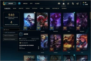 Conta unranked com 72 champs e 57 skins ( 5 vitoriosas ) - League of Legends LOL