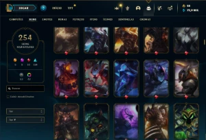 Prata 1 com TODOS os champs e 254 Skins + 2 Prestigios - League of Legends LOL