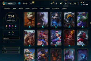 Prata 1 com TODOS os champs e 254 Skins + 2 Prestigios - League of Legends LOL