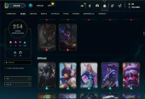 Prata 1 com TODOS os champs e 254 Skins + 2 Prestigios - League of Legends LOL