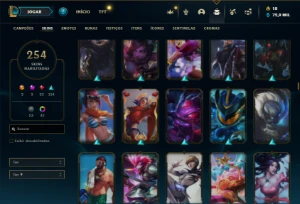 Prata 1 com TODOS os champs e 254 Skins + 2 Prestigios - League of Legends LOL