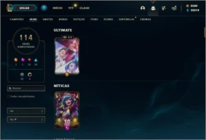 Conta Prata 2 com 114 Skins e 151 Champs + 2600 RP - League of Legends LOL