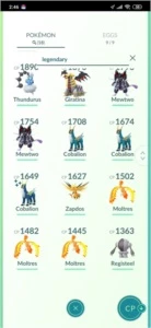 Conta pokémon Go +lendários