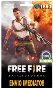 1550 DIAMANTES FREE FIRE + 10% DE BÔNUS