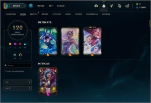Conta League of Legends Diamante 3 120 skins LOL