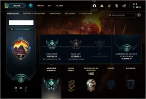 Conta platina 4 com 46 champs e 10 skins ( MAIN TOP / ADC ) - League of Legends LOL