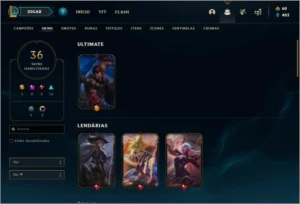 Conta DIAMANTE 4 BARATA com 36 skins e 59 champs - League of Legends LOL