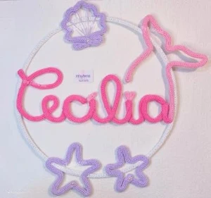 Guirlanda Sereia personalizado em Tricotin - Artesanato e Personalizados