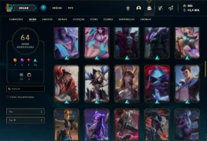 Conta bronze 3 com 120 Champs e 64 Skins ( MAIN ADC / TOP ) - League of Legends LOL