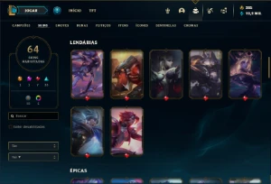 Conta bronze 3 com 120 Champs e 64 Skins ( MAIN ADC / TOP ) - League of Legends LOL