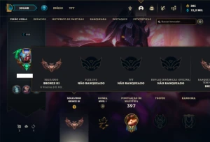Conta bronze 3 com 120 Champs e 64 Skins ( MAIN ADC / TOP ) - League of Legends LOL