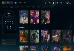 Conta bronze 3 com 120 Champs e 64 Skins ( MAIN ADC / TOP ) - League of Legends LOL