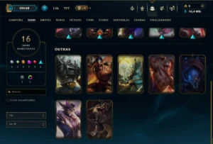 Ouro 1 com 75 Champs e 16 Skins - League of Legends LOL