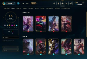 Ouro 1 com 75 Champs e 16 Skins - League of Legends LOL