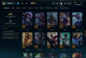 Ouro 1 com 75 Champs e 16 Skins - League of Legends LOL