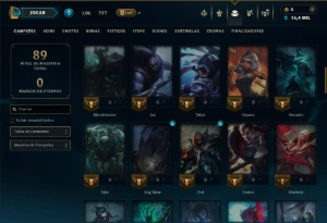 Ouro 1 com 75 Champs e 16 Skins - League of Legends LOL