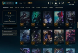 Ouro 1 com 75 Champs e 16 Skins - League of Legends LOL