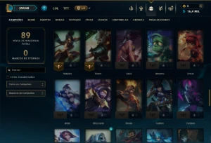 Ouro 1 com 75 Champs e 16 Skins - League of Legends LOL