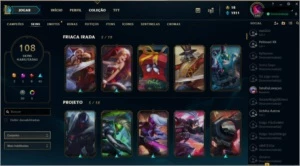 Conta LOL, level 248, Platina 4 com 108 skin - League of Legends
