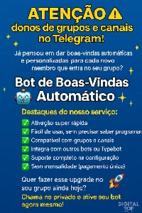 💥🤖 Robô De Boas Vindas Telegram