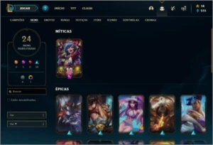Conta platina 3 com 24 skins e 68 champs ( MAIN SUP ) - League of Legends LOL