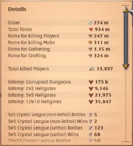 Conta de Albion Online - High Spec em ZvZ - Spec em Craft