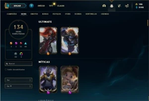 Conta prata 3 com 136 Champs e 134 Skins + 2 Prestigios - League of Legends LOL
