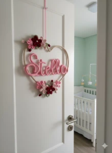 Guirlanda de Coração jardim personalizado em Tricotin - Artesanato e Personalizados