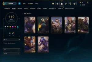 Platina 2 com TODOS os Champs e 119 Skins ( MID / SUP / JG ) - League of Legends LOL