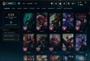 Platina 2 com TODOS os Champs e 119 Skins ( MID / SUP / JG ) - League of Legends LOL
