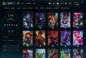 Platina 2 com TODOS os Champs e 119 Skins ( MID / SUP / JG ) - League of Legends LOL