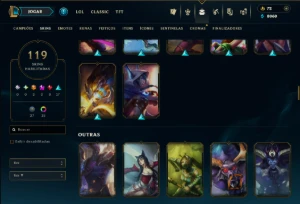Platina 2 com TODOS os Champs e 119 Skins ( MID / SUP / JG ) - League of Legends LOL