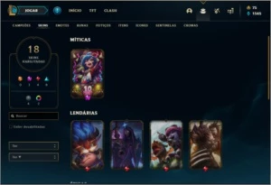 Conta platina 3 com 18 skins e 42 champs ( 2 vitoriosas ) - League of Legends LOL