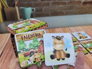 Jogo da Memória Fazendinha em MDF com 12 Pares - Artesanato e Personalizados