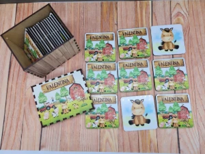 Jogo da Memória Fazendinha em MDF com 12 Pares - Artesanato e Personalizados