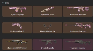 CONTA 41 SKINS - 4 FACAS Mystbloom Kunai, Blades Of Primordi - Valorant