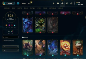 Conta Diamante 2 com TODOS os champs e 326 Skins ( MAIN JG ) - League of Legends LOL