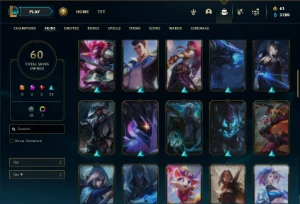 Bronze 3 com 90 Champs e 60 Skins + 2 Prestigio da Vayne - League of Legends LOL