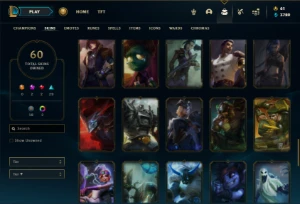 Bronze 3 com 90 Champs e 60 Skins + 2 Prestigio da Vayne - League of Legends LOL