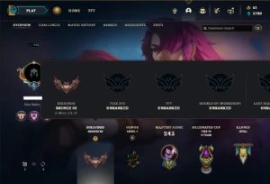 Bronze 3 com 90 Champs e 60 Skins + 2 Prestigio da Vayne - League of Legends LOL