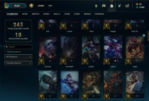 Bronze 3 com 90 Champs e 60 Skins + 2 Prestigio da Vayne - League of Legends LOL