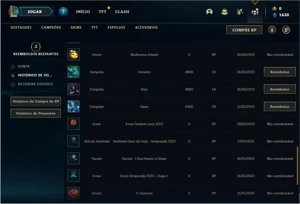 Conta Diamante 3 com 36 Champs e 11 Skins + 34 Espolios - League of Legends LOL