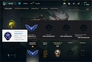 Conta Diamante 3 com 36 Champs e 11 Skins + 34 Espolios - League of Legends LOL