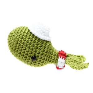 Mini Baleia Verde com Chapéu em Amigurumi - Artesanato e Personalizados