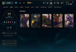 Esmeralda 4 com 145 Champs e 89 Skins - League of Legends LOL