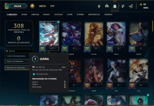 Conta Unranked com 85 Champs e 53 Skins + 8 Espolios - League of Legends LOL